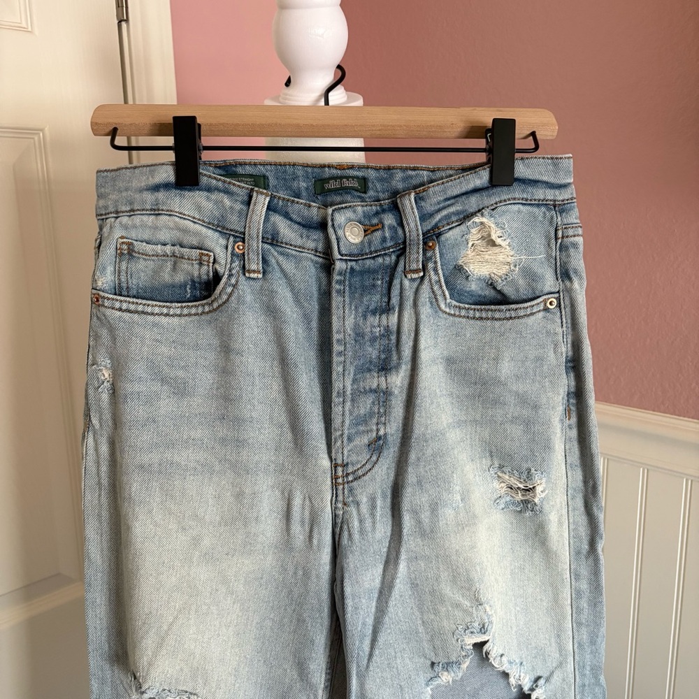 Distressed High Rise Straight Leg Denim Wild Fable size 6 - Picture 3 of 7